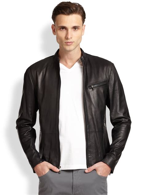 michael kors leather jacket men's|Michael Kors moto leather jacket.